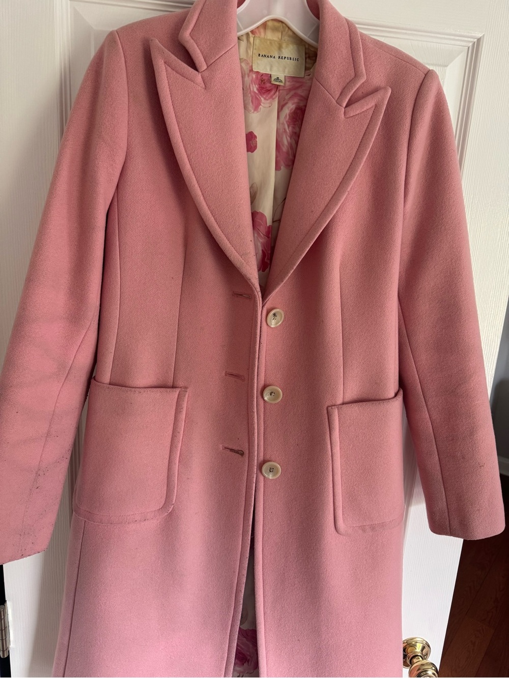 Vintage Banana Republic Dusty Pink Wool-Blend Tailored Coat